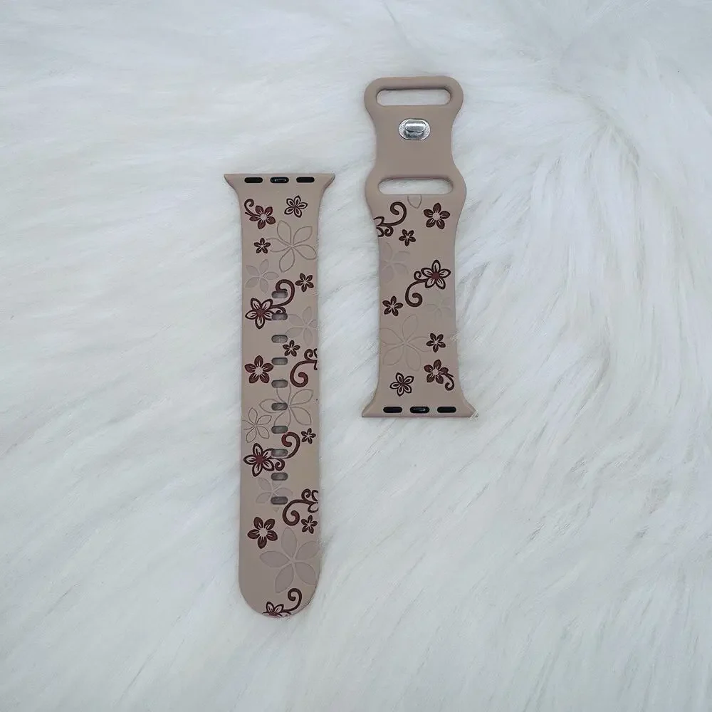 New Floral Watch Band For Apple Watch Series 42mm / 44mm / 45mm /49mm - Latte